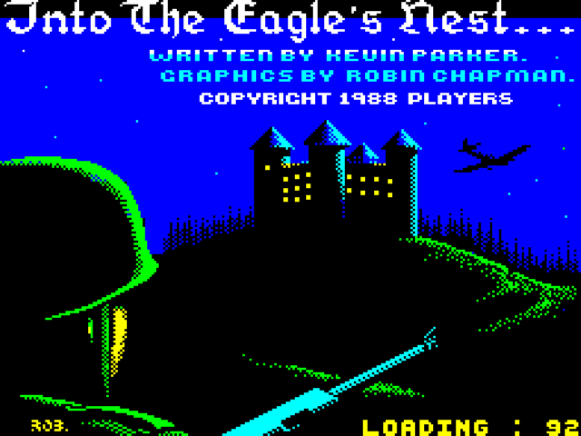 Into the Eagle's Nest title screen for ZX Spectrum